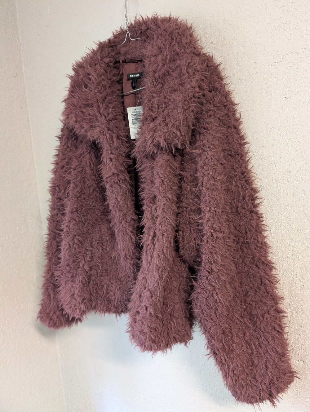 Torrid Plush Teddy Jacket 5x Rose Mauve Cropped Pockets Collar Preppy Indie Cozy